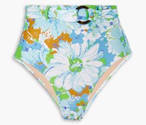 Lavande Bikini-Höschen mit floralem Print und Gürtel