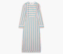 Gestreiftes Hemdkleid aus Baumwollpopeline inMidilänge