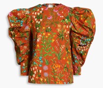 Bluse aus Baumwollpopeline mit floralem Print