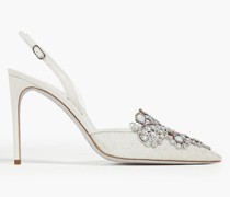 Veneziana Slingback-Pumps aus Leder und Spitze mit Verzierung