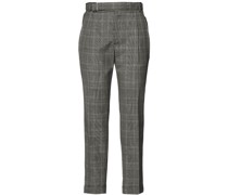 Pierre Cropped Karottenhose aus Wolle mit Falten und Glencheck-Muster