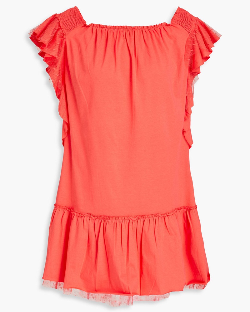 RED Valentino Damen REDValentinoMinikleid aus Baumwoll-Jersey mit Rüschen