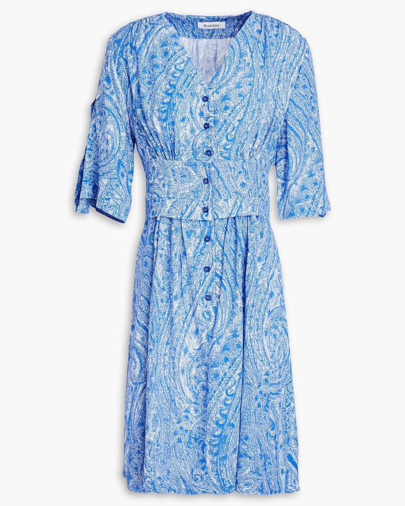 Rodebjer Damen Monic Minikleid aus Crêpe mit Print und Falten