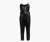 aresa Jumpsuit aus Satin aus einer Seidenmischung mit Spitzenbesatz