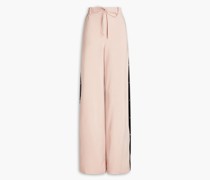 Hose mit weitem Bein aus Stretch-Crêpe mit Streifen