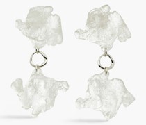 Korallenfarbene Ohrringe mit Sterlingsilber, Perlen und Harz