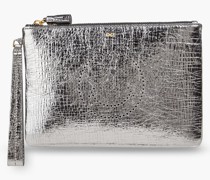 Pochette aus perforiertem Craquelé-Leder mit -Effekt
