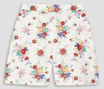 Shorts aus Baumwollpopeline mit floralem Print