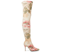 Overknees aus Stretch-Jersey mit floralem Print