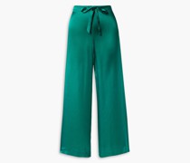 Cropped Hose mit weitem Bein aus Satin