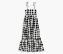 The Dainty Midikleid aus einer Leinen-Baumwollmischung mit Gingham-Karo