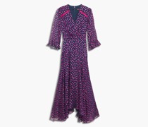 Edith Midikleid aus Chiffon aus einer beflockten Seidenmischung mit Polka-Dots