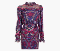 Crystalline Minikleid aus Seiden-Crêpe mit Chiffon-Einsätzen und Print