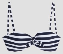 Bikini-Oberteil aus Seersucker mit Bügel, Streifen und Knotendetail