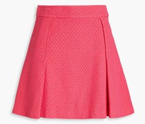 Pleated polka-dot cotton-blend tweed mini skirt