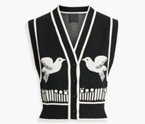 Cropped Weste aus Jacquard-Strick aus Baumwolle/S