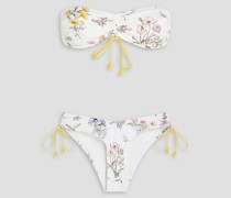 Bandeau-Bikini mit Blumenprint und Raffungen 0