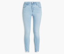 Halbhohe Cropped Skinny Jeans inausgewaschener Optik 23