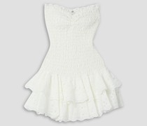 Megan trägerloses Minikleid aus einer Baumwollmischung mit Lochstickerei M