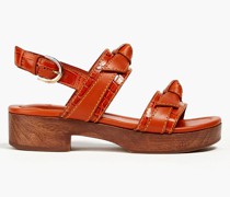 Clarita Slingback-Sandalen aus Leder mit Krokodileffekt und Schleife