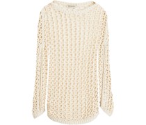 Pullover aus Lochstrick aus einer Baumwoll-Seidenmischung
