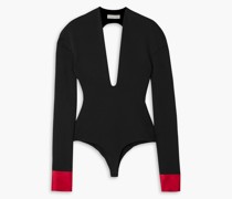 Davis Body aus Stretch-Jersey aus Seide mit Satinbesatz und Rückenausschnitt