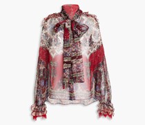 Bedruckte Schluppenbluse aus Seidenchiffon