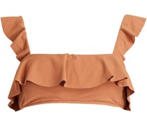 Jane Bandeau-Bikini-Oberteil aus Stretch-Piqué mit Rüschen
