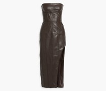 Trägerloses Midikleid aus Kunstleder