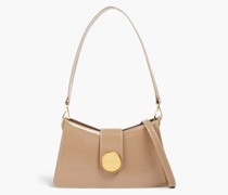 Baguette Schultertasche aus Glanzleder inKnitteroptik