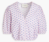 Guggi geraffte Bluse aus Baumwollpopeline mit Polka-Dots