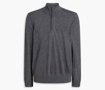 Kaschmirpullover inPointelle-Strick mit halblangem Reißverschluss