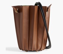 Plissierte Mini-XS-Beuteltasche aus Leder