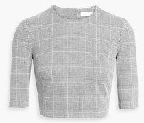 Cropped Oberteil aus Jacquard-Strick mit Hahnentrittmuster M