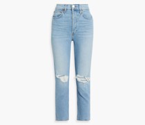 90s hoch sitzende Cropped Skinny Jeans inDistressed-Optik 28
