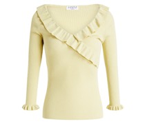 Pullover aus Rippstrick mit Rüschen