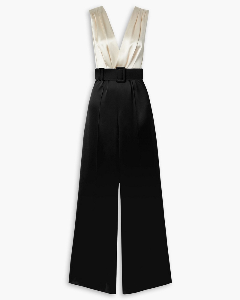 COSTARELLOS Damen Keaton zweifarbiger Jumpsuit aus Satin mit Falten