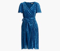 Gerafftes Kleid aus Devoré-Samt mit Wickeleffekt