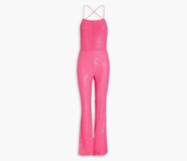 Jumpsuit aus Stretch-Mesh mit Pailletten
