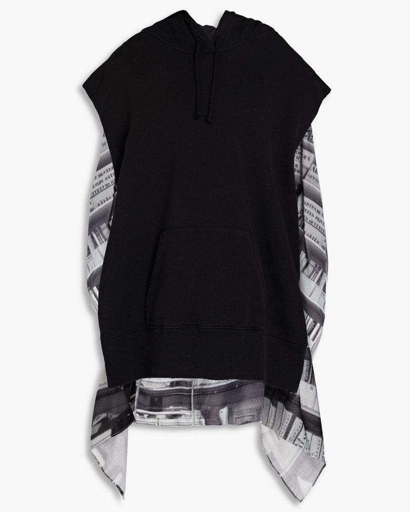 Maison Margiela Damen Drapierter Hoodie aus Baumwollfrottee mit Satineinsatz S