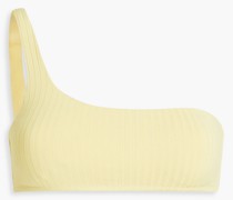 Geripptes Bikini-Oberteil mit asymmetrischer Schulterpartie