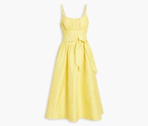 Plissiertes Midikleid aus floralem Jacquard
