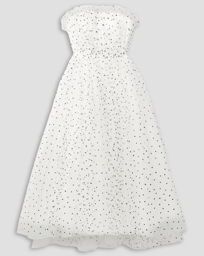 Monique Lhuillier Damen Trägerloses Kleid aus Tüll mit Glitter-Finish