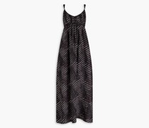 Slip Dress inMaxilänge aus Seide mit Print und Raffung 0