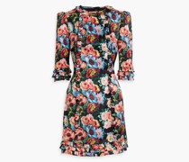 Devon's Minikleid aus Seidensatin mit Rüschen und floralem Print