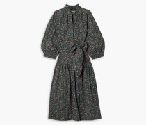 The Venetian Midikleid aus Baumwolle mit floralem Print und Gürtel