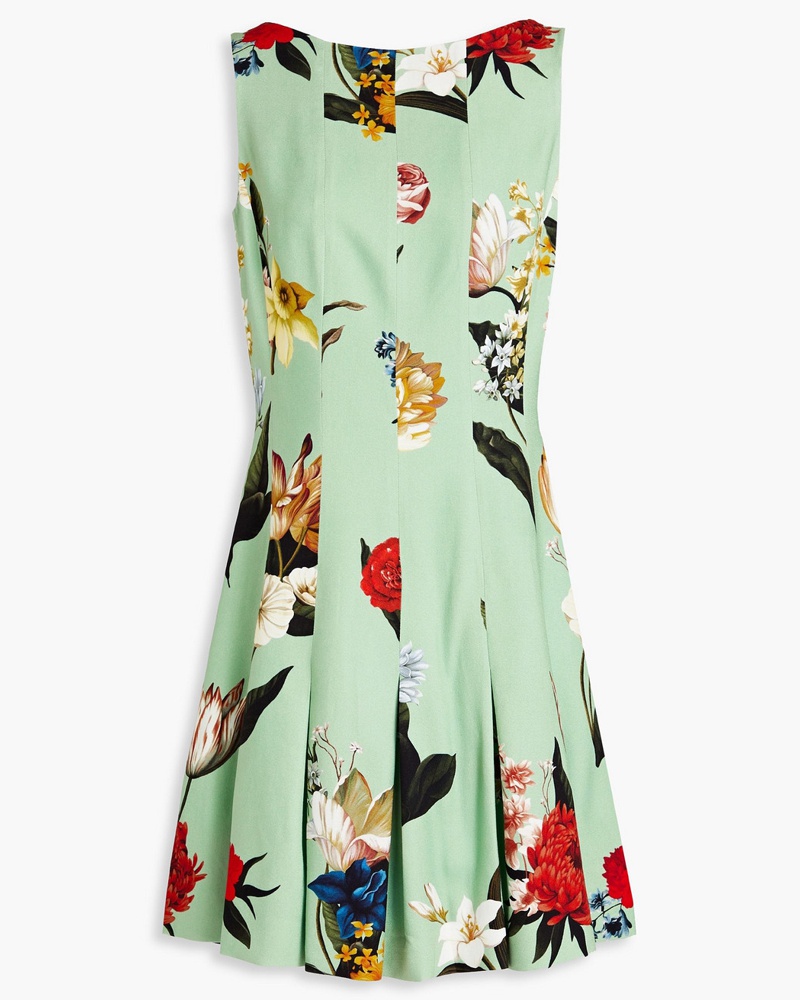 Oscar de la Renta Damen Pleated floral-print crepe mini dress