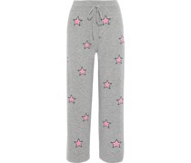 Cropped Track Pants aus einer Woll-Kaschmirmischung mit Intarsienmuster