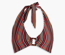 Neckholder-Bikini-Oberteil aus Stretch-Piqué mit Streifen