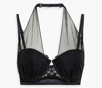 Balconette-BH aus Satin und Spitze mit Stickereien und Tülleinsätzen